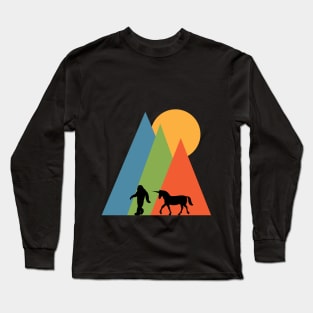 Unicorn Bigfoot Walking In The Wild Long Sleeve T-Shirt